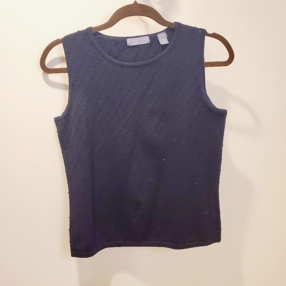 KATE HILL women's black silk blend Tank top size M